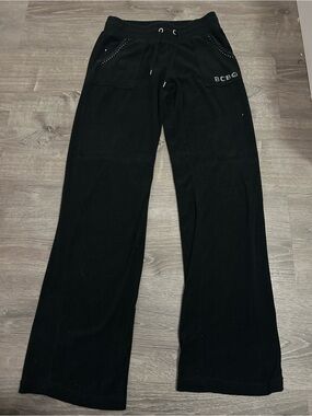 BCBG Black Rhinestone Trim Wide-Leg Pants